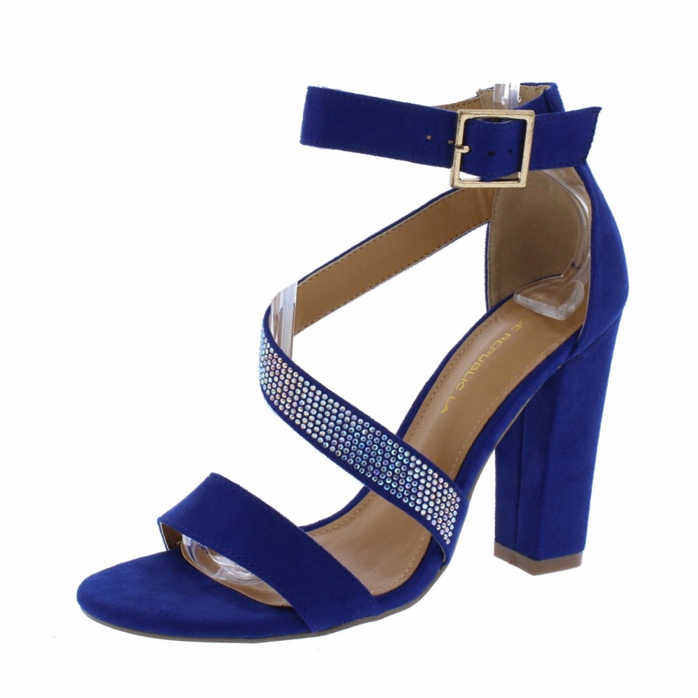 Royal blue vegan suede heels